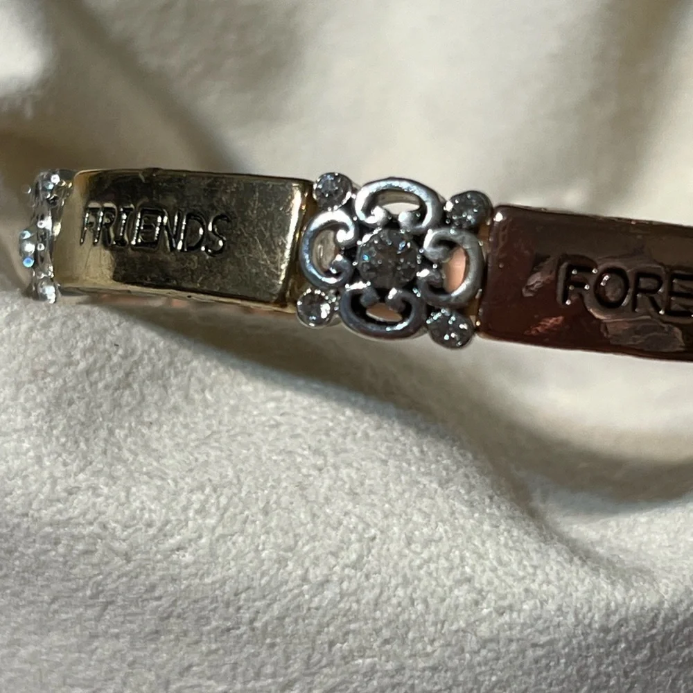 Friends Sisters Forever gold, silver and rose tone, rhinestones bracelet - Picture 2 of 7